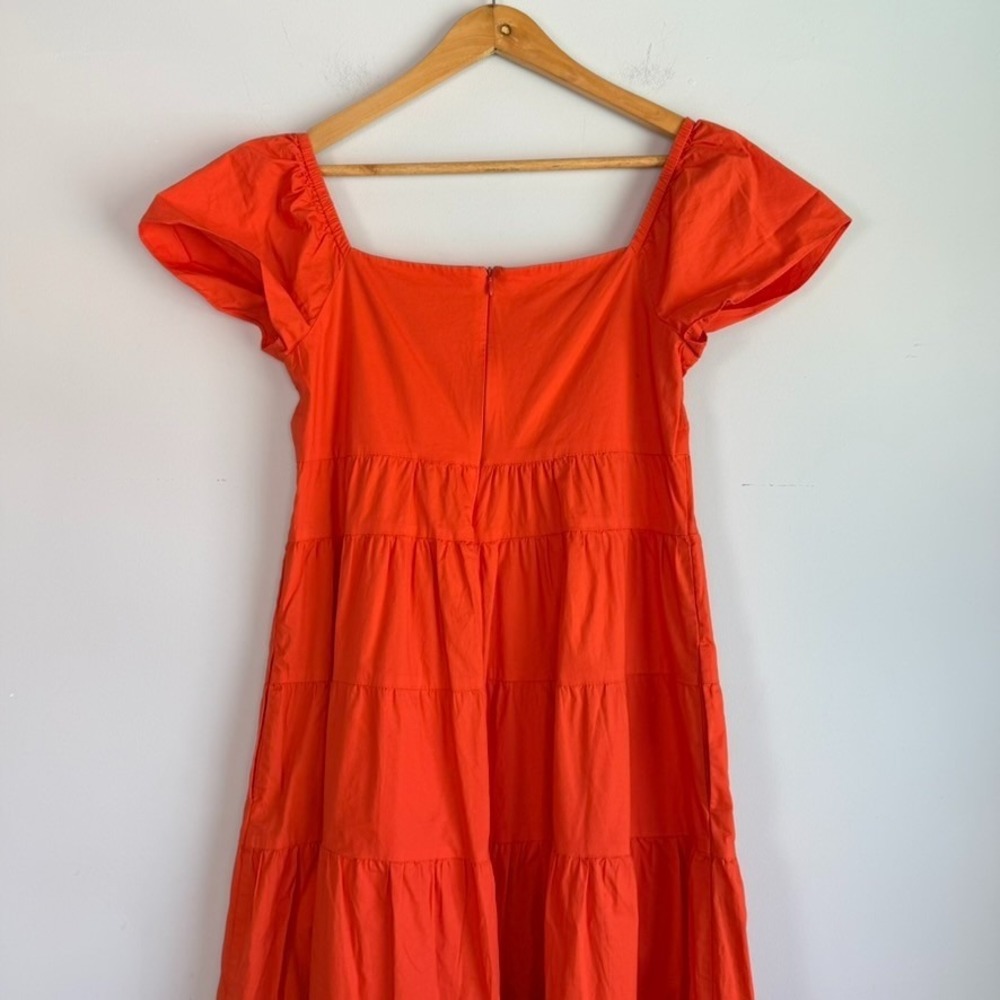 Donna Morgan Tiered Maxi Dress Size 6 Travel Cotton Colorblock Pink Orange - Picture 5 of 8